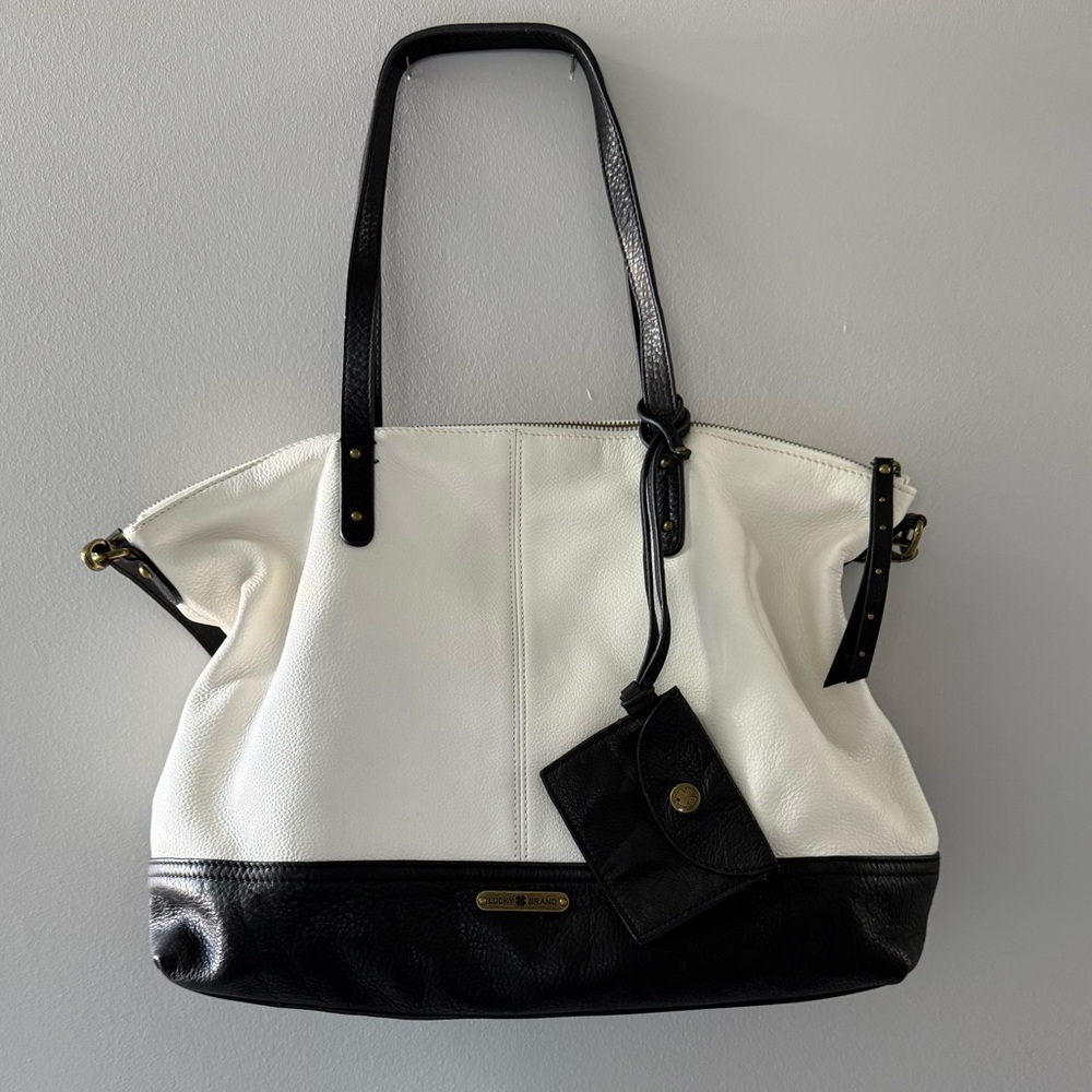 LUCKY BRAND White and Black Leather Handbag - Never Used